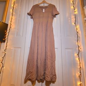 BALTIC BORN Leeds in Taupe Smocked Maxi Dress Size XL